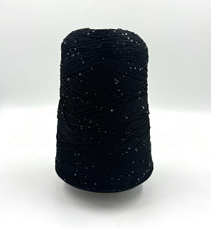 Пряжа Cotton Paillettes, D&C Yarns, хлопок, цвет черный с прозрачными пайетками